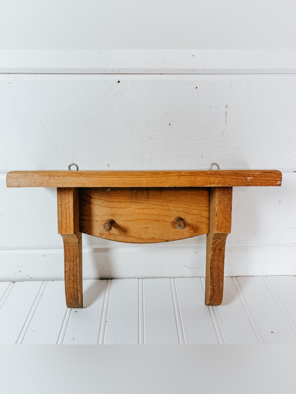 Vintage Handmade Wooden Mini Peg Shelf